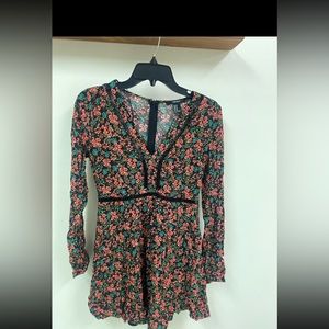 Black Floral Long Sleeve Dress